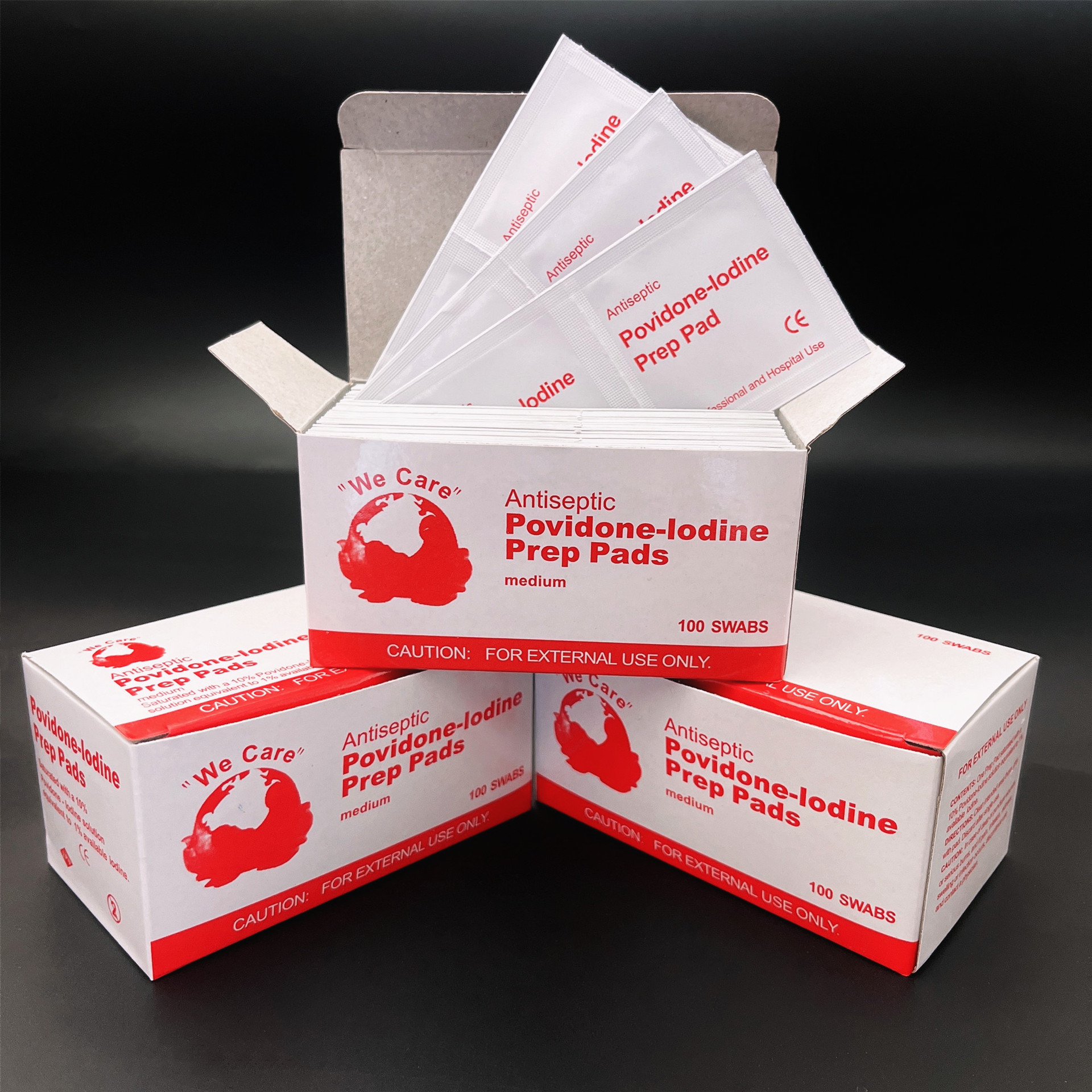 批发碘伏片消毒碘伏棉湿巾100片/盒聚维酮碘伏片表层擦拭消毒巾