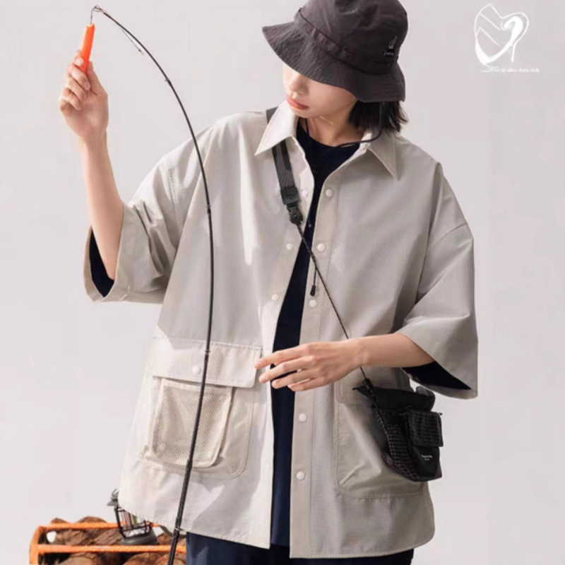 High-Quality Outdoor Sports Lightweight T-Shirt Short-Sleeve Nau White Sail Japanese-Style Unisex Outdoor Fishing Shirt