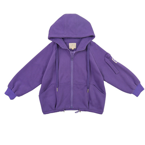 Girls' Cardigan Jacket 2024 Spring New Style Western Style Padded Sweater Big Children's Autumn Children's Spring and Autumn Thickened Tops