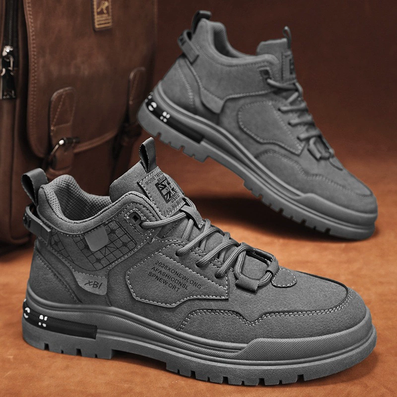 Martens, men's high fleece winter shoes, footwear for leisure, autumn