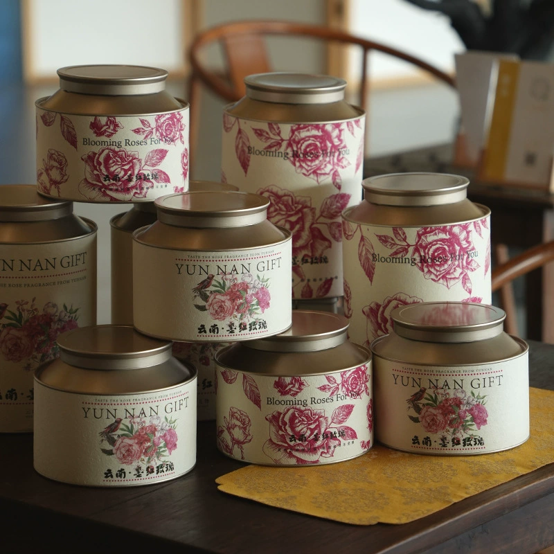 Юньнаньская темно-красная роза в банке, лиофилизированная упаковка розы, пустая упаковка для розового чая, сувенирная герметичная банка с розой