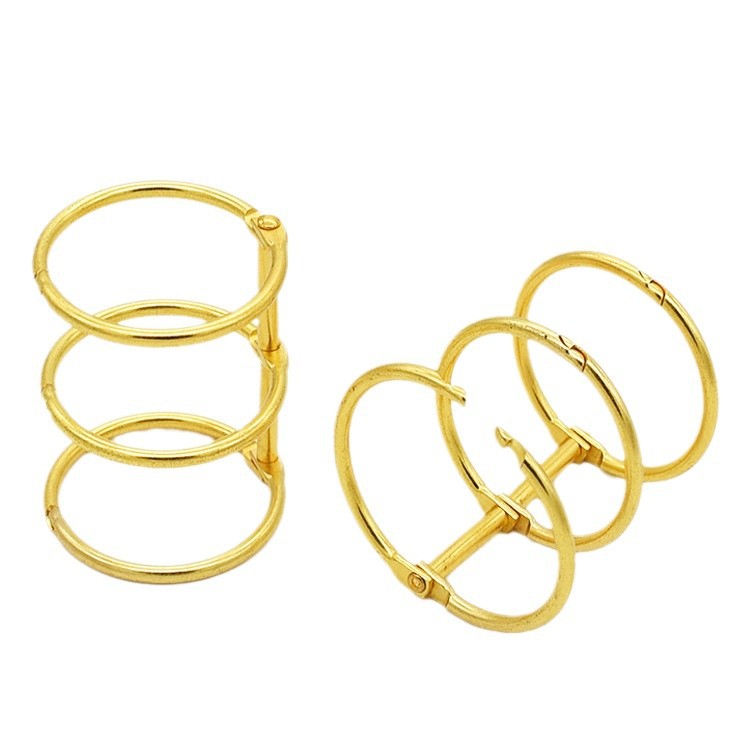 Suministro directo de oro de tres agujeros calendario anillo DIY móvil apertura cuaderno vinculante anillo 15-30mm receta clip de tres agujeros