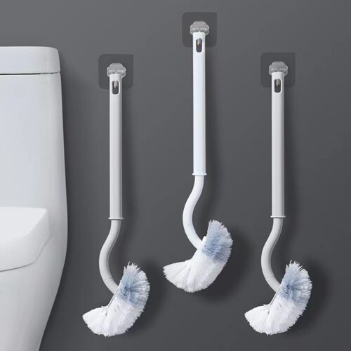 Huisi bathroom soft-bristled cleaning brush wall-mounted elbow toilet brush no dead ends long-handled toilet brush toilet brush