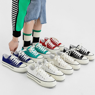 Thick-soled 1970s Canvas Shoes Women's New Korean-style Harajuku Retro Comfortable White Shoes Student Heightened ins Sneakers Trendy