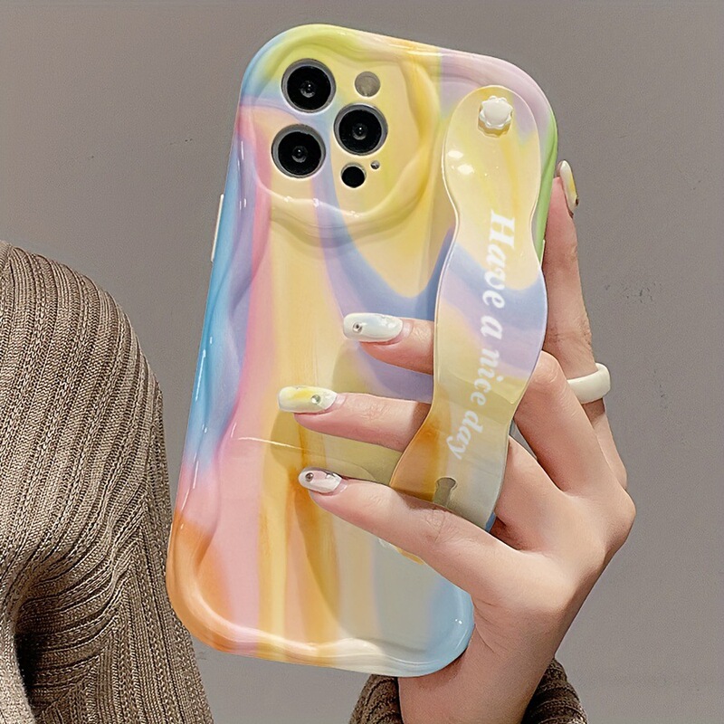 Rainbow Gradient Wristband Apple 17/16Promax Soft Iphone15Pro/13/14Pro Phone Case 7/8