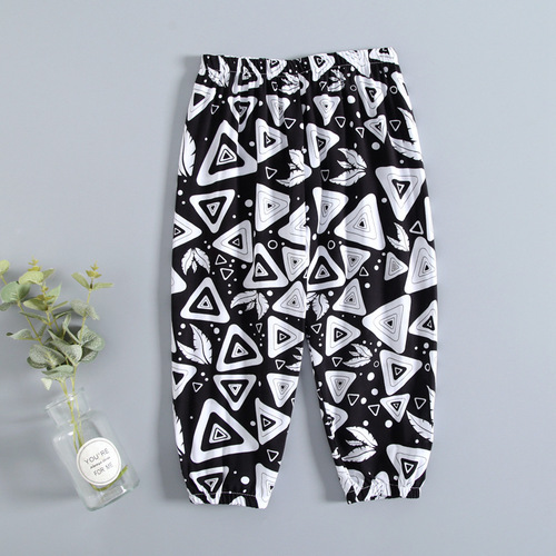 Kids' Summer Pajama Pants: Cotton-Chiffon Home Wear for Boys, Cartoon-Printed Anti-Mosquito Air-Conditioning Pants for Girls and Children