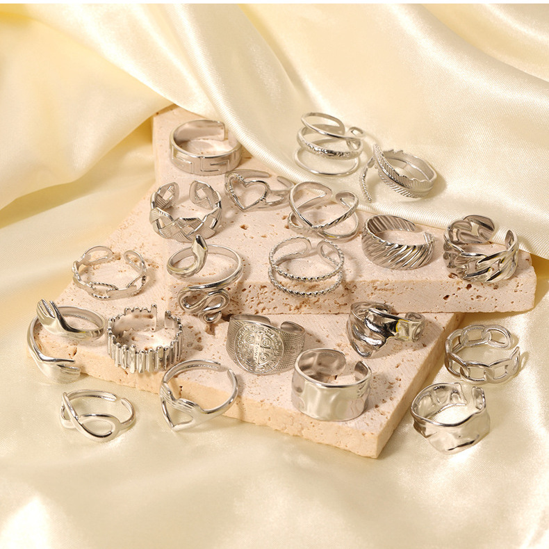 4g Weight Electroplating No 18K Gold Golden Plated Heart Shape Solid Color Snake Stainless Steel IG Style Simple Style Open Ring