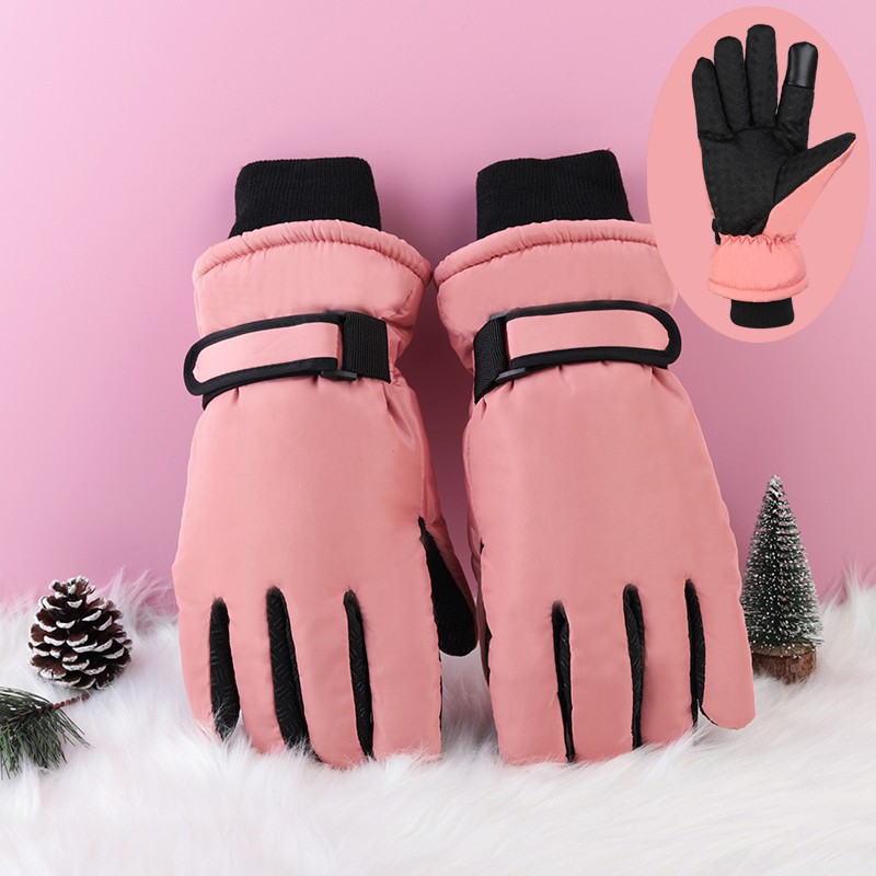 Invierno adulto hombres y mujeres de tres capas forradas de lana engrosada impermeable a prueba de viento antideslizante pantalla táctil resistente al desgaste cálido ciclismo guantes de esquí