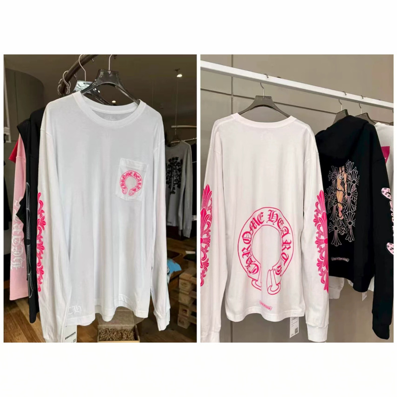 Cross-Border Ch Cro Correct Edition Hot Item Collection: Cross and Sanskrit Print Long Sleeve T-Shirt, Unisex, One Piece Delivery