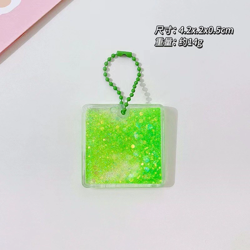 Transparent Creative Keychain DIY, 7×6×1.8 cm, assorted laser & glitter designs (random chain)