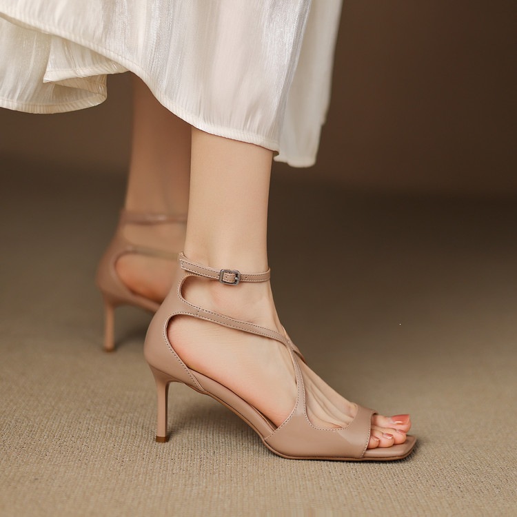 Giày cao gót nữ da thật mũi nhọn gót cao 9 cm — màu đen, màu trắng ngà, màu nude chi tiết 99