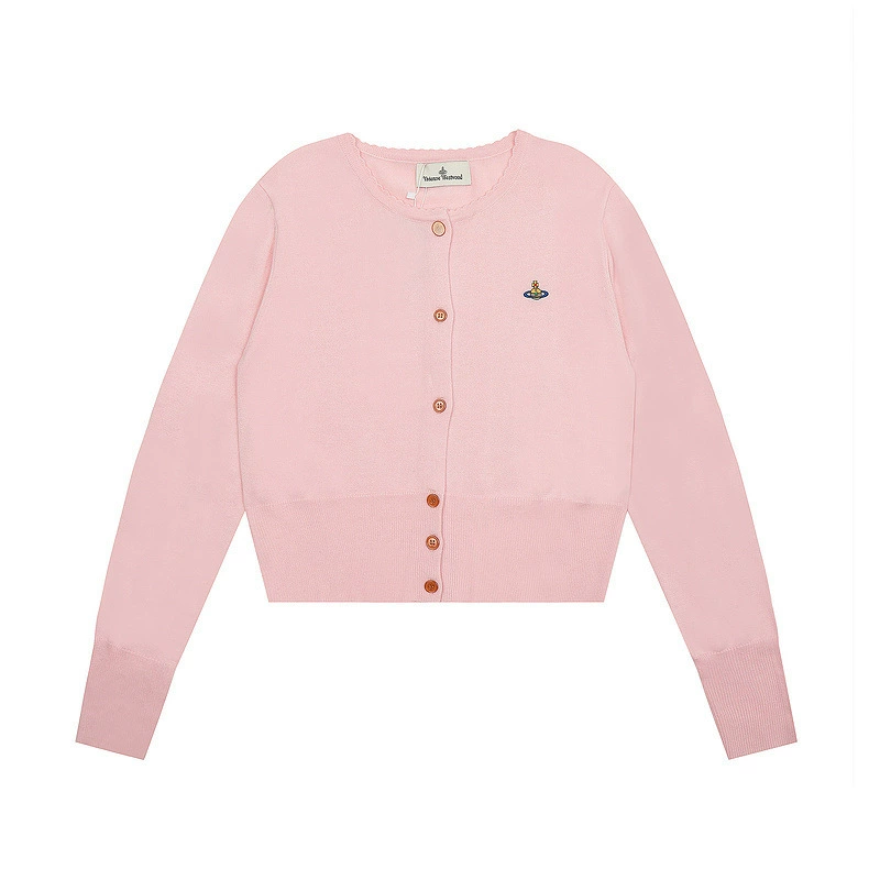 Кардиган (Vivienne Westwood) с вышитым Сатурном, шерстяной вязаный с кружевной отделкой
