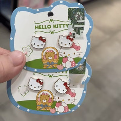 ハローキティ 子猫リボンイヤリング ニッチ甘くてかわいいノンホールピアス kt 猫耳イヤリング 女性用