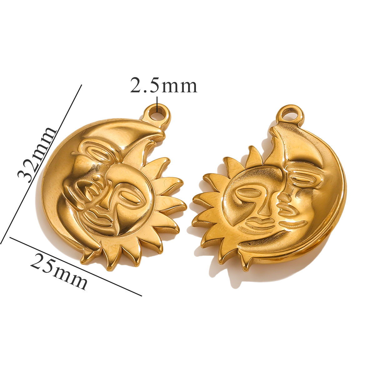 Retro europeo y americano de acero inoxidable sonriente cara Sol Luna colgante titanio acero DIY colgante collar accesorios hechos a mano