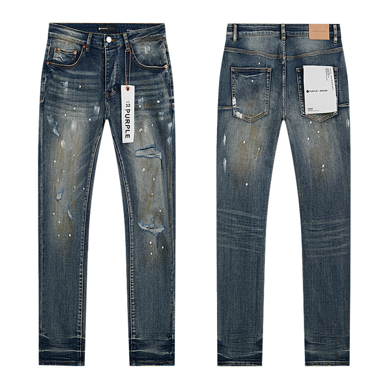 PURPLE BRAND JEANS美潮高街男士休闲破洞设计款修身显瘦牛仔长裤|undefined