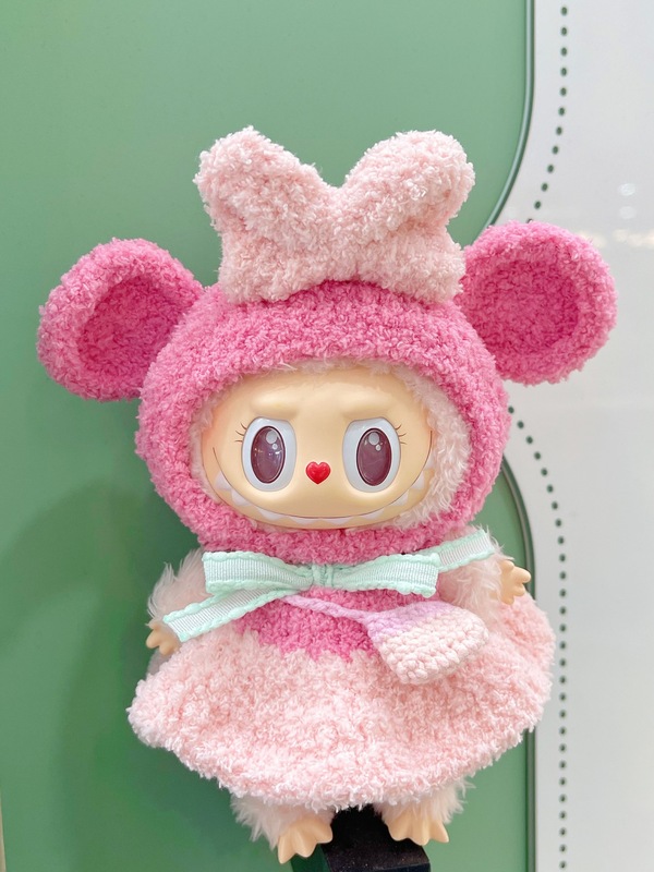 Labubu一代三代公仔衣服17cm心动马卡龙搪胶脸拉布布娃衣换装着替|undefined