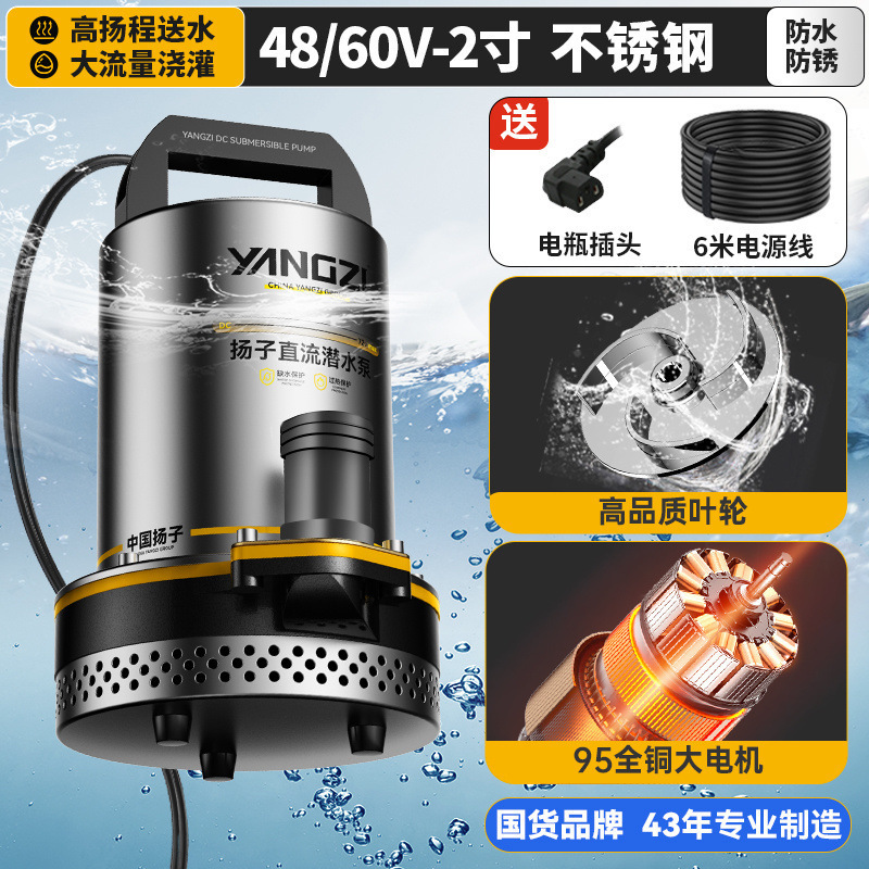Yangzi bomba sumergible de corriente continua 12V48V72V bomba eléctrica de bombeo de agua de riego agrícola doméstico bomba de agua de alta potencia