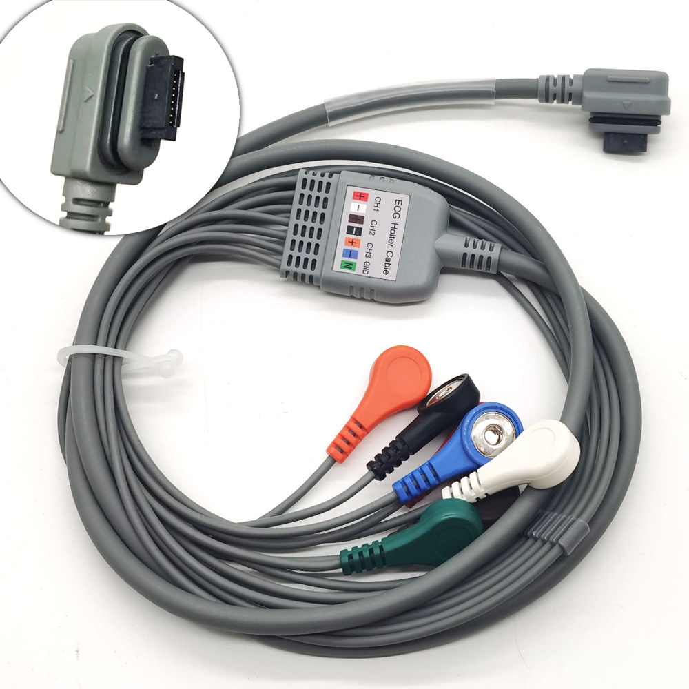 GE SEER Light动态心电导联线一体7导美标扣子holter 心电线10导