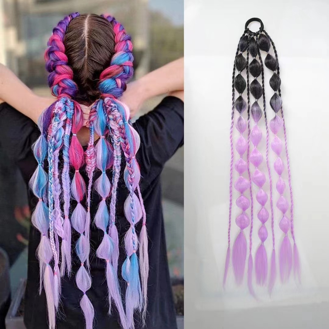 Internet popularidad de la moda de la mujer callejera estilo artefacto linterna burbuja trenzada larga trenzada a mano peluca 50g