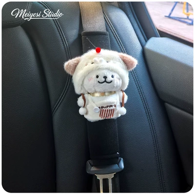Neck Strangulation, New Car Gift, Seat belt shoulder pad - black-velvet-shoulder-pads-1-puppy-hood-line-white-dog