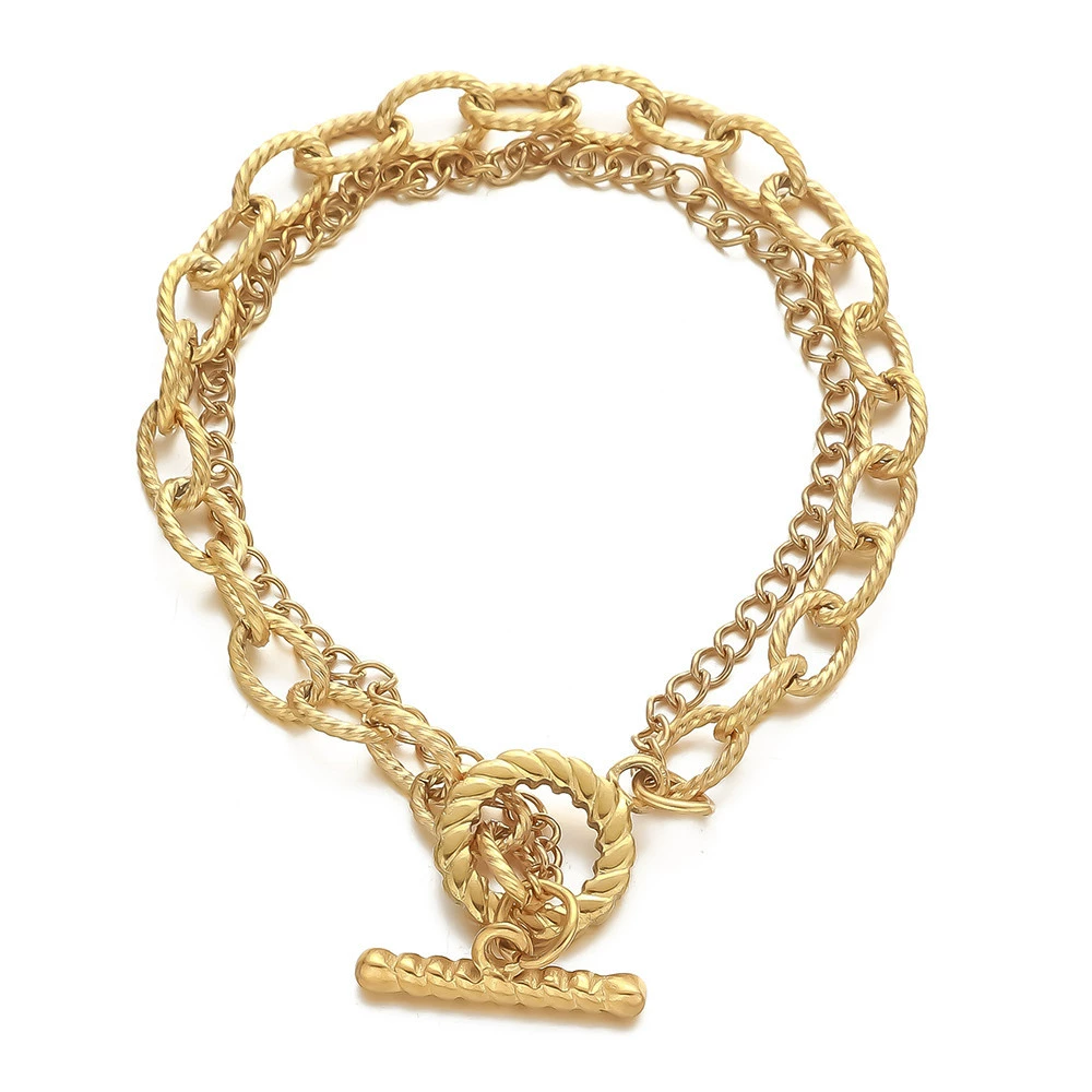 Bracelet hip-hop style stainless steel with pigtail, European style, simple and elegant design, punk style