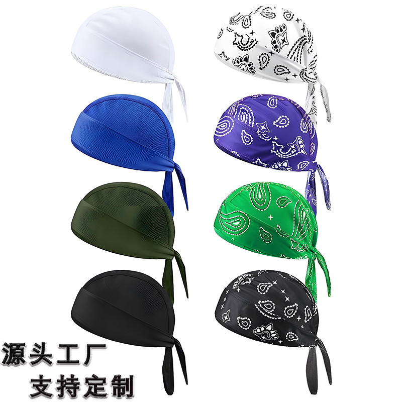Cross-Border Pirate Hat Baotou Quick-Drying Hat Motorcycle Cycling Cap Sports Breathable Turban Quick-Drying Sweat-Absorbent Work Hat