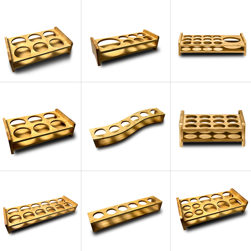 Portavasos de estante de vino creativo del hogar portavasos de madera de bambú copa de vino blanco pequeña taza de vino bandeja de almacenamiento estante de taza de espíritus