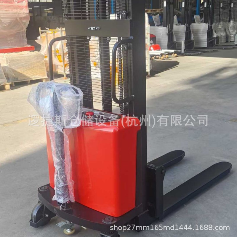 半电动堆垛车仓储货运车步行式堆高车液压装卸托盘搬运堆高叉车