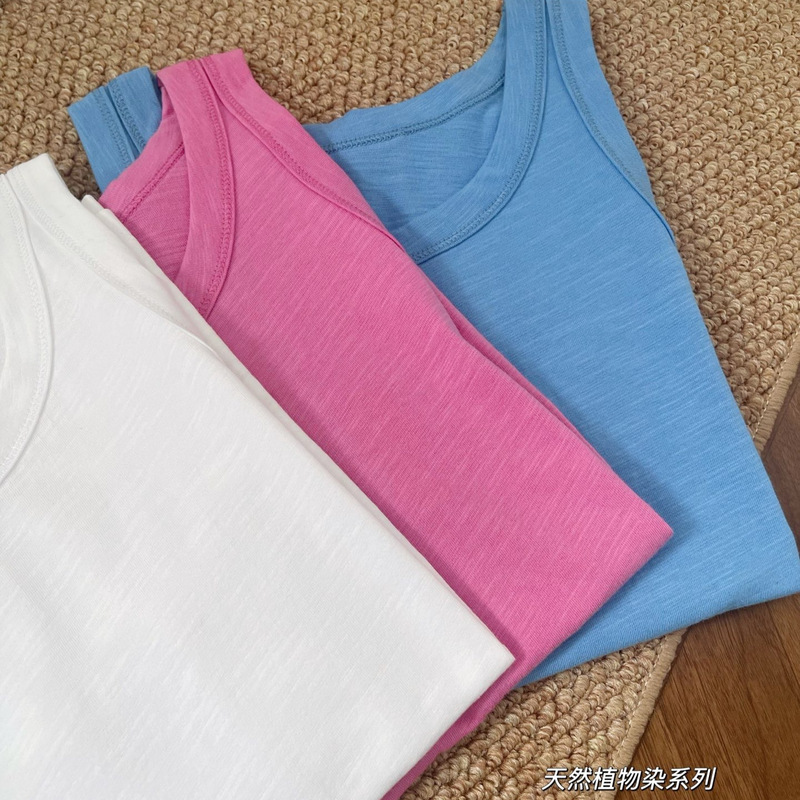 26 New Summer Style Japanese-Style 45R Original Jersey Cotton Plant-Dyed Basic Tank Top H-Shaped Loose Cut Casual Inner Wear
