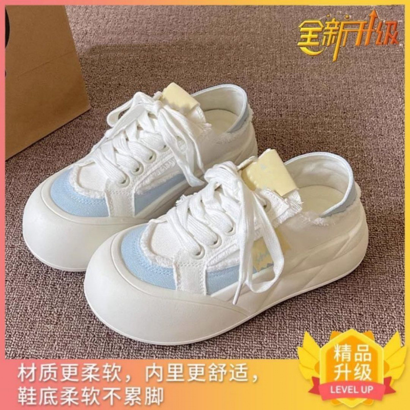 厂家直销新款夏季一脚蹬两穿板鞋女2025年厚底小白鞋透气面包鞋|undefined