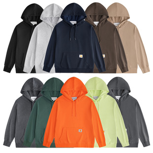 2023 Cross-Border European and American Style Letter Embroidery on the Chest, Classic Small Logo Embroidered Terry Hooded Sweatshirt