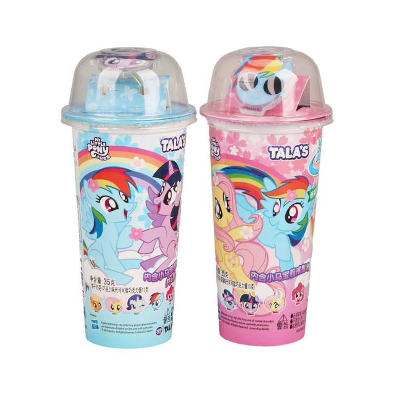 Печенье Tianle Cartoon King 35г «Мой маленький пони» со вкусом клубничного шоколада, с кольцом-мультяшкой, для повседневного перекуса