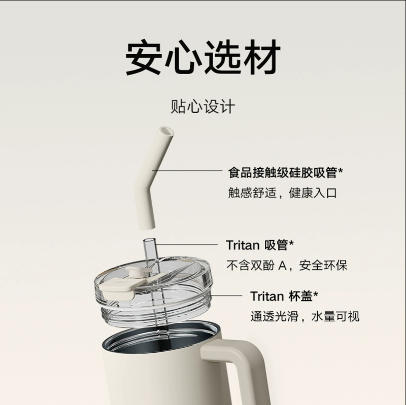 跨境小米吸管杯居家便携车载水杯316不锈钢保温保冷杯大容量直饮|undefined