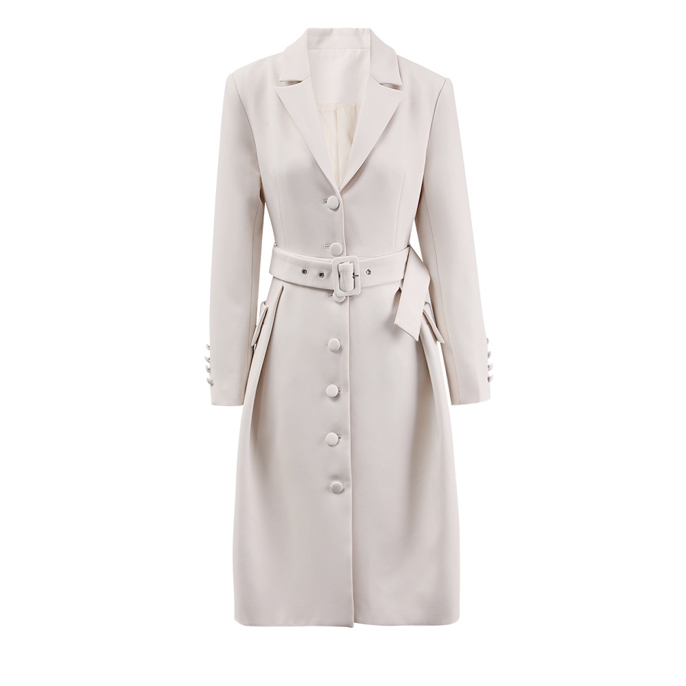 Dames trenchcoat lang getailleerd retrostijl voor het voorjaar_voghion.com