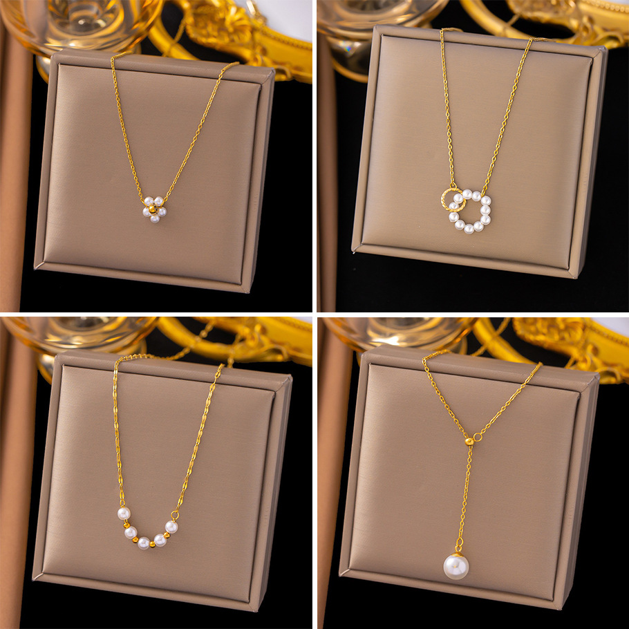 12g Weight 0.03µm-0.05µm Gold Plating Thickness PVD Coated Gold Plating Process PVD Coated Real Gold Plated 18K Gold Round Flower 304 Stainless Steel Simple Style Waterproof Non Tarnish 304 Stainless Steel Necklace