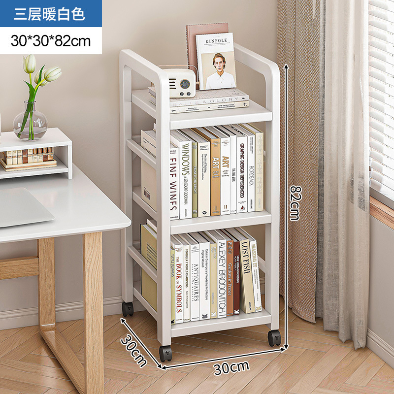 Estante de estantería de piso de múltiples capas de almacenamiento de hierro de costura estrecha estante del hogar escritorio móvil simple pequeña estantería