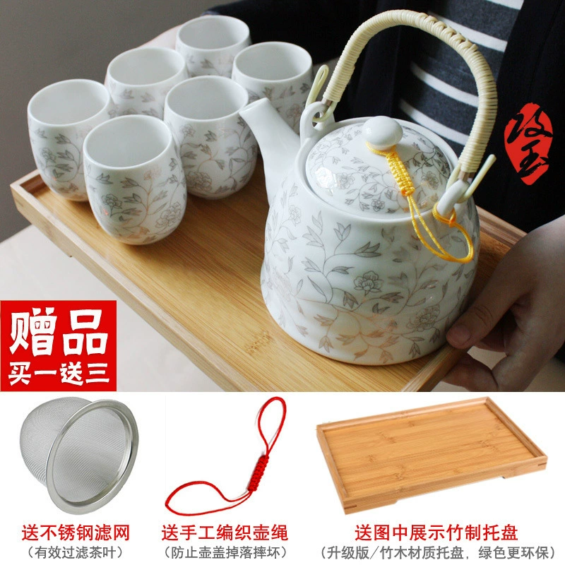Ceramic tea set for home use, modern and minimalistic teapot, big tea cup