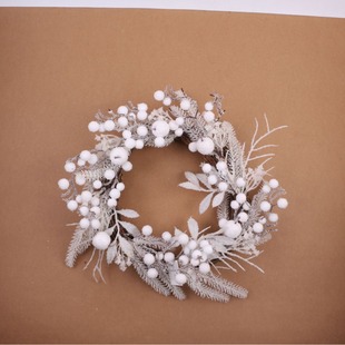 Manufacturer Cross-Border Special Supply for Christmas Decoration Garland Pine Cone White Snow Fleece-Lined Christmas Wreath Fireplace Living Room Decorations