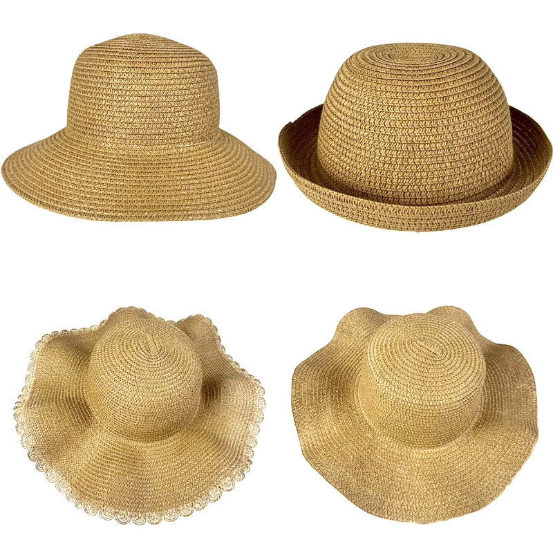 Summer Rolled-Brim Solid Color Large Brim Children's Sun Hat Sun Protection DIY Beach Parent-Child Straw Hat Cross-Border Restock Summer Rolled-Brim Solid Color Large Brim Children's Sun Hat Sun Protection DIY Beach Parent-Child Straw Hat Cross-Border Restock