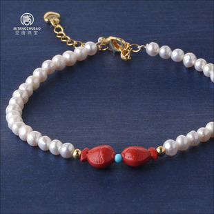 Natural Pearl Bracelet White Round Bead Light Exquisite Delicate Silver Buckle Gift Box Mother's Day Gift