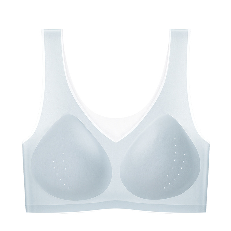 De alta calidad ultra-delgada de hielo de seda de belleza de nuevo más el tamaño de la ropa interior sin costuras sujetador inalámbrico de las mujeres pecho grande y pequeña colección de pecho gordito chica
