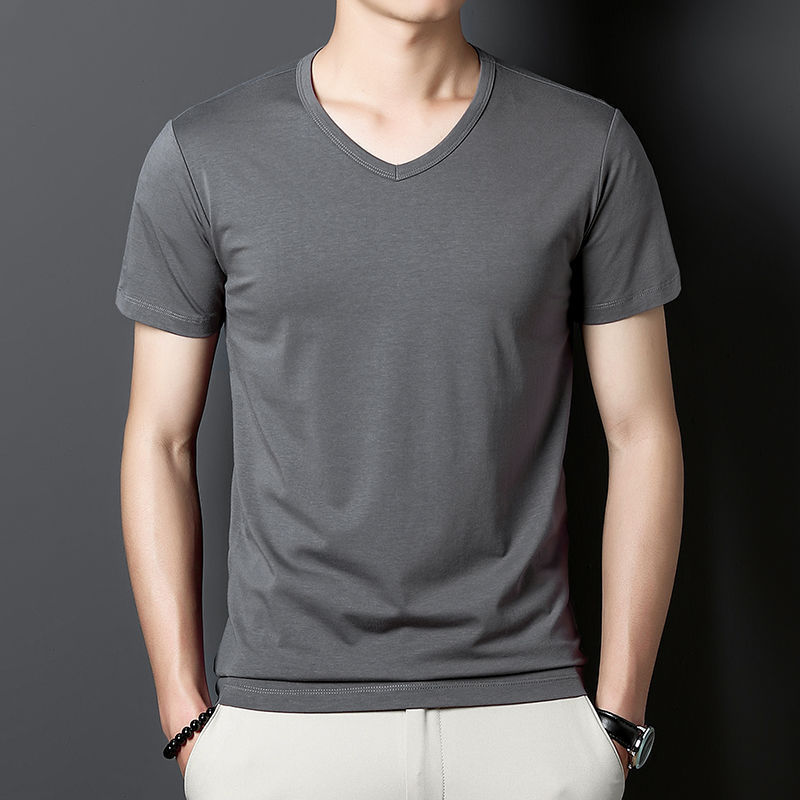 V-neckline, with short sleeve