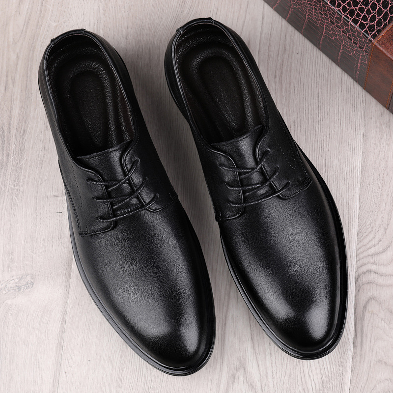 Nuevos zapatos de cuero formal de cuero de cabeza de oficina zapatos de cuero casuales comerciales para hombres zapatos de derby simples de cuatro estaciones image 4