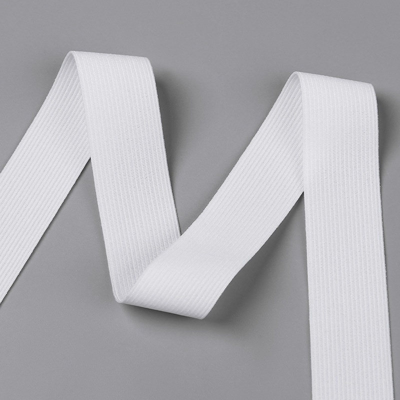 三丁厂家批发高弹力黑白钩编松紧带平纹扁橡筋针织松紧婴儿裤腰弹详情9