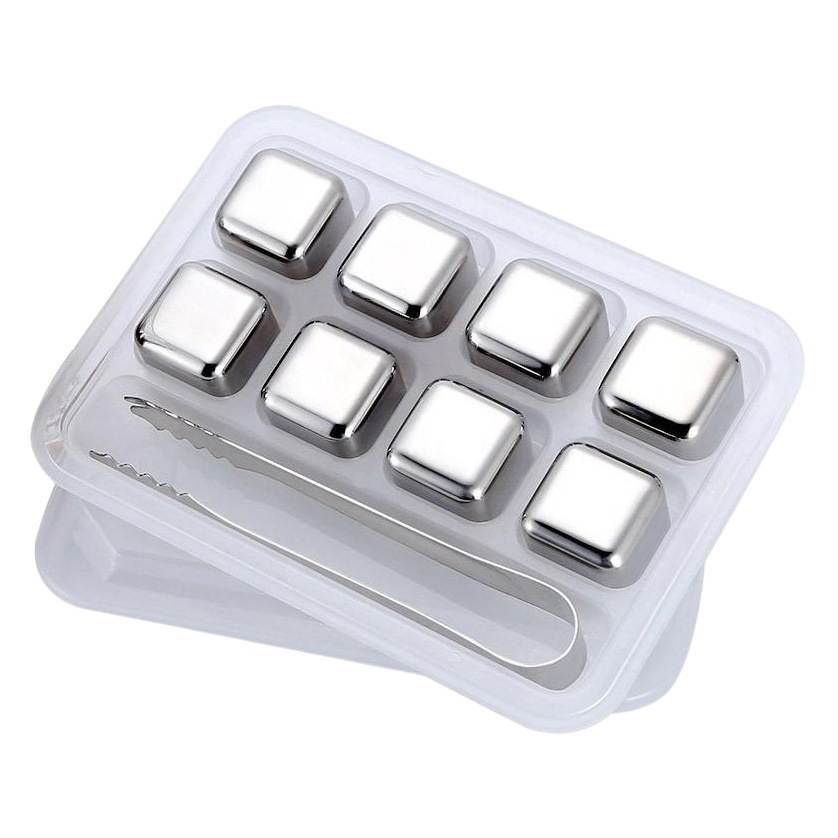 304 Stainless Steel Ice Cube Creative Whiskey Ice Particles Metal Quick-Frozen Ice Cube Square Ice Cube Set Gift Box