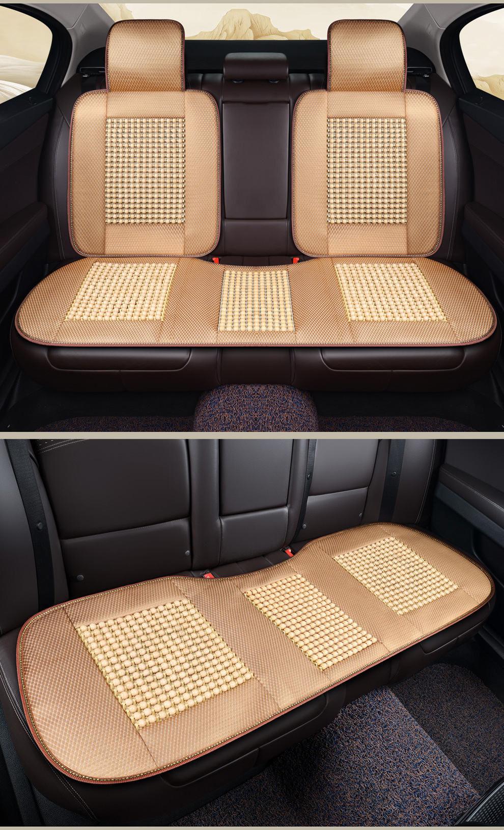 Car Seat Cushion, Cool Cushion, Wooden Bead Ventilation Seat Cushion, Ice Silk, Breathable for Summer, Universal for All Seasons, Truck Seat Cushion, Ice Silk