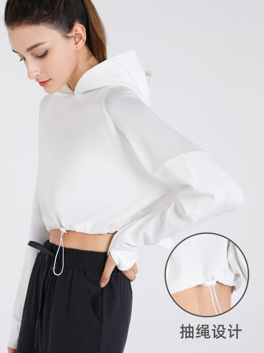 Transfronterizo europeo y americano con capucha deportes blusa suelta ropa de entrenamiento primavera y otoño suéter de manga larga yoga superior al por mayor
