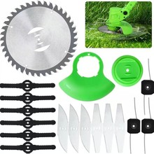 拓岳锂电24v割草机配件6寸合金锯片塑料跨境一字菱形柳叶刀片套装