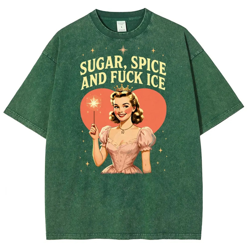 230g European Size Pure Cotton Women's 90S Retro Portrait Creative Print T-Shirt Trendy Street Style Loose Casual