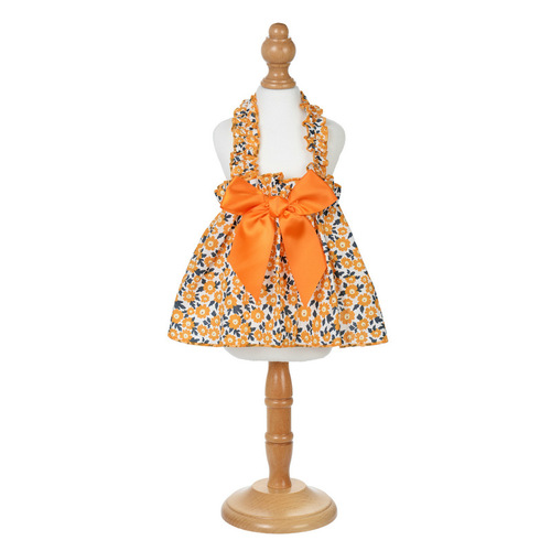  new spring and summer small wrinkle chrysanthemum shoulder strap skirt pure cotton princess skirt pet clothes elastic dog clothes lady skirt